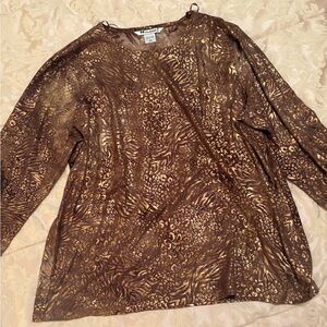 Animal Print XL Brown Blouse